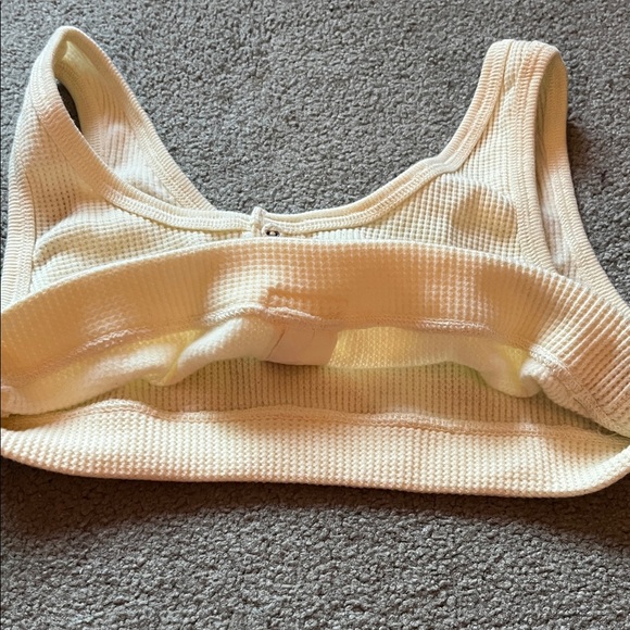 SKIMS Cream Ribbed Button-Front Bralette Top - Picture 3 of 5